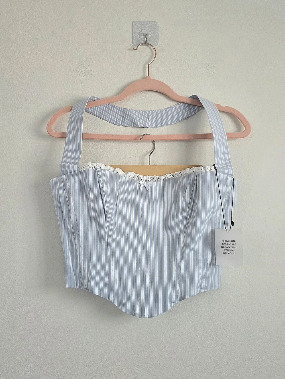 MAJORELLE Light Blue and White Striped Skirt Set with Lace Trim - Picture 3 of 10